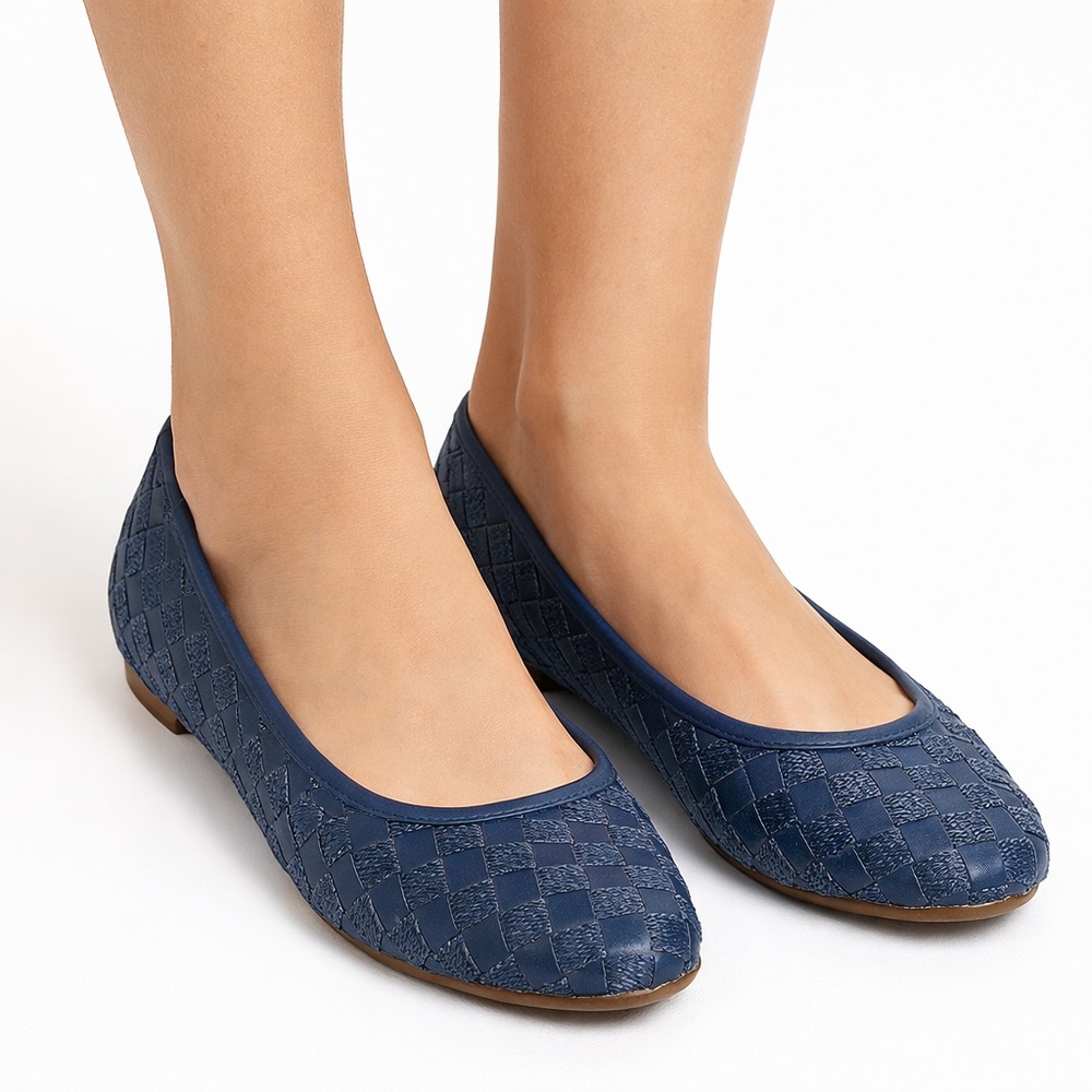 Easy Spirit Women’s Blue Woven Flats Slip On Comfort Shoes Size 8M